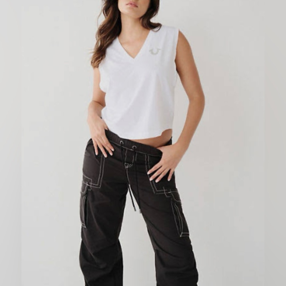 NWT True Religion Women’s Logo Boxy Muscle Tank Top